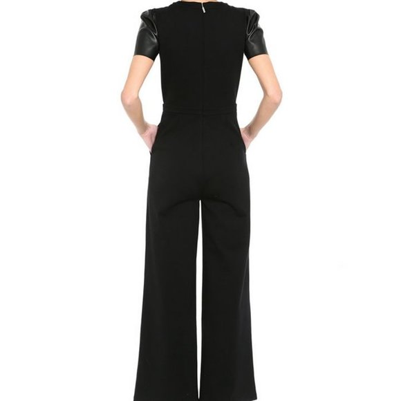 Michael Kors black jumpsuit with faux leather sleeves - Picture 3 of 3
